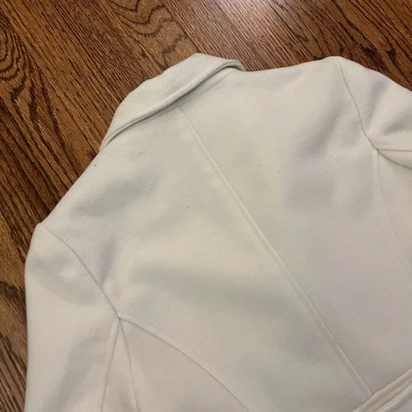 Women's Cream Double-Breasted Coat - Picture 9 of 11